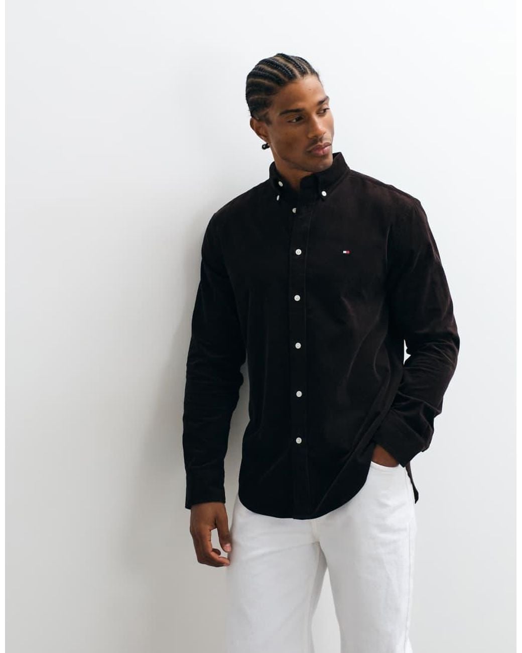 Tommy Hilfiger Black Corduroy Shirt for men