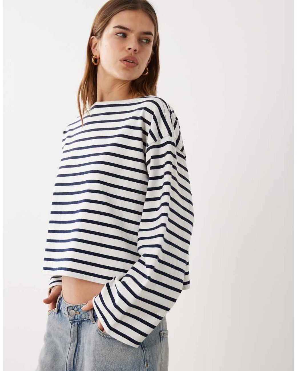 Polo Ralph Lauren White Cropped Mariniere Longsleeve Pullover