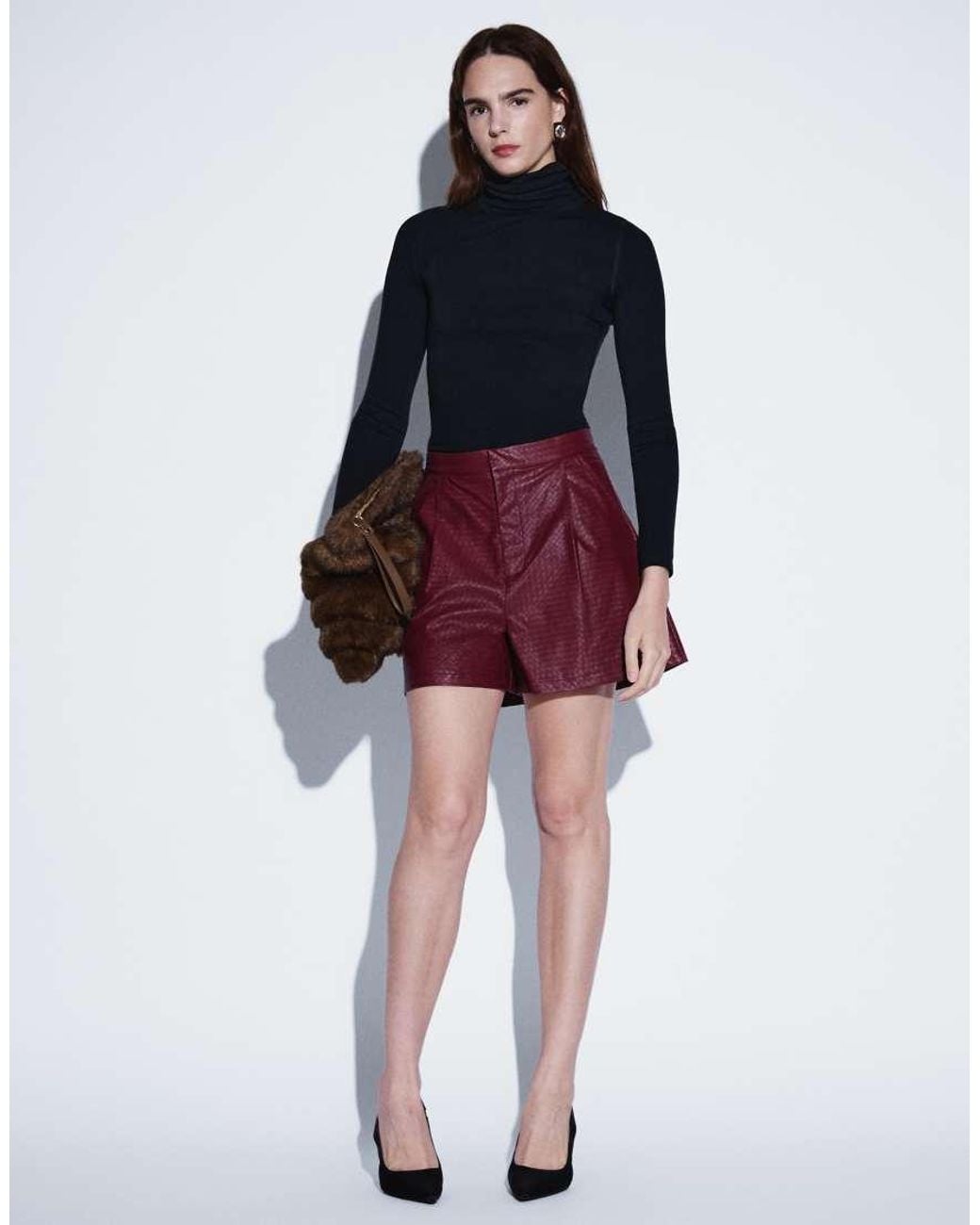 ASOS Blue Leather Look Smart Hotpant Shorts