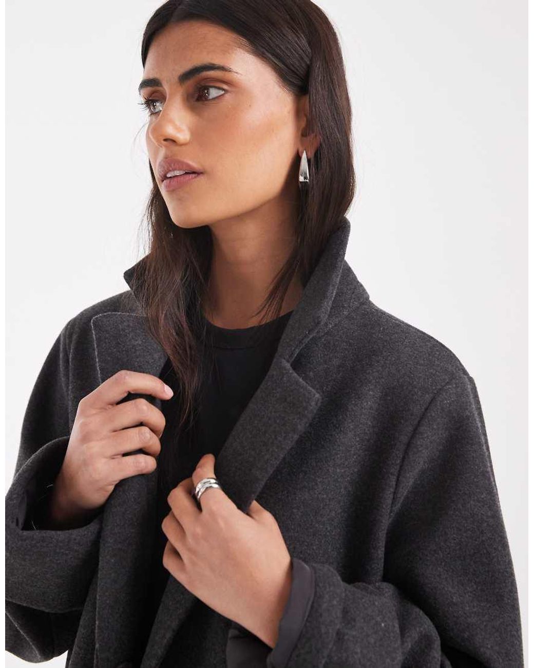Noisy May Black Wool Look Maxi Overcoat