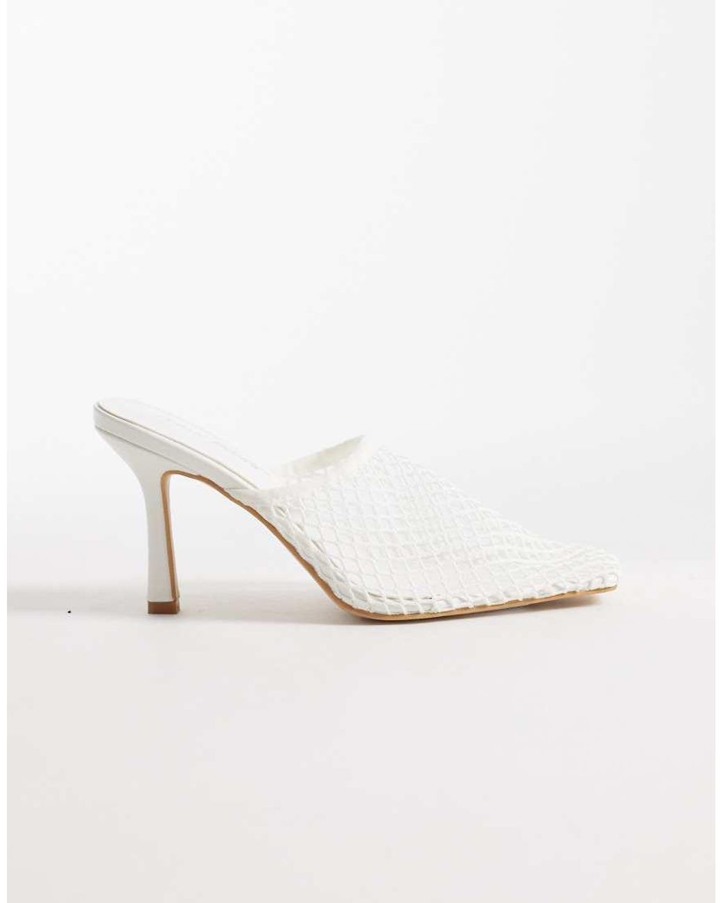 Public Desire White Ada Mesh Heeled Mules