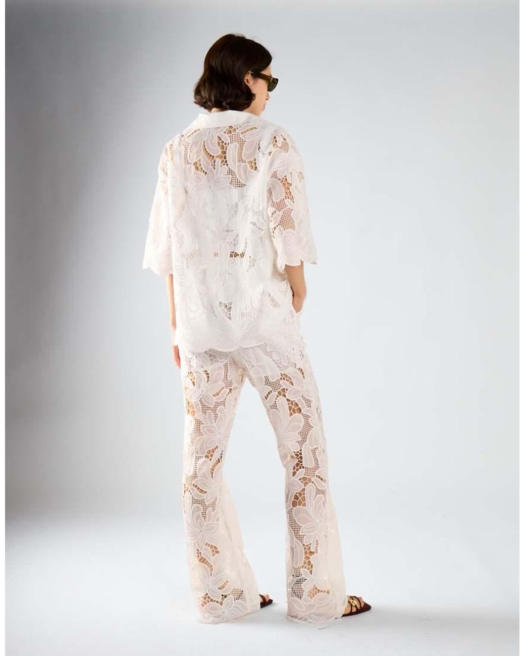 Glamorous White Flared Leg Trousers