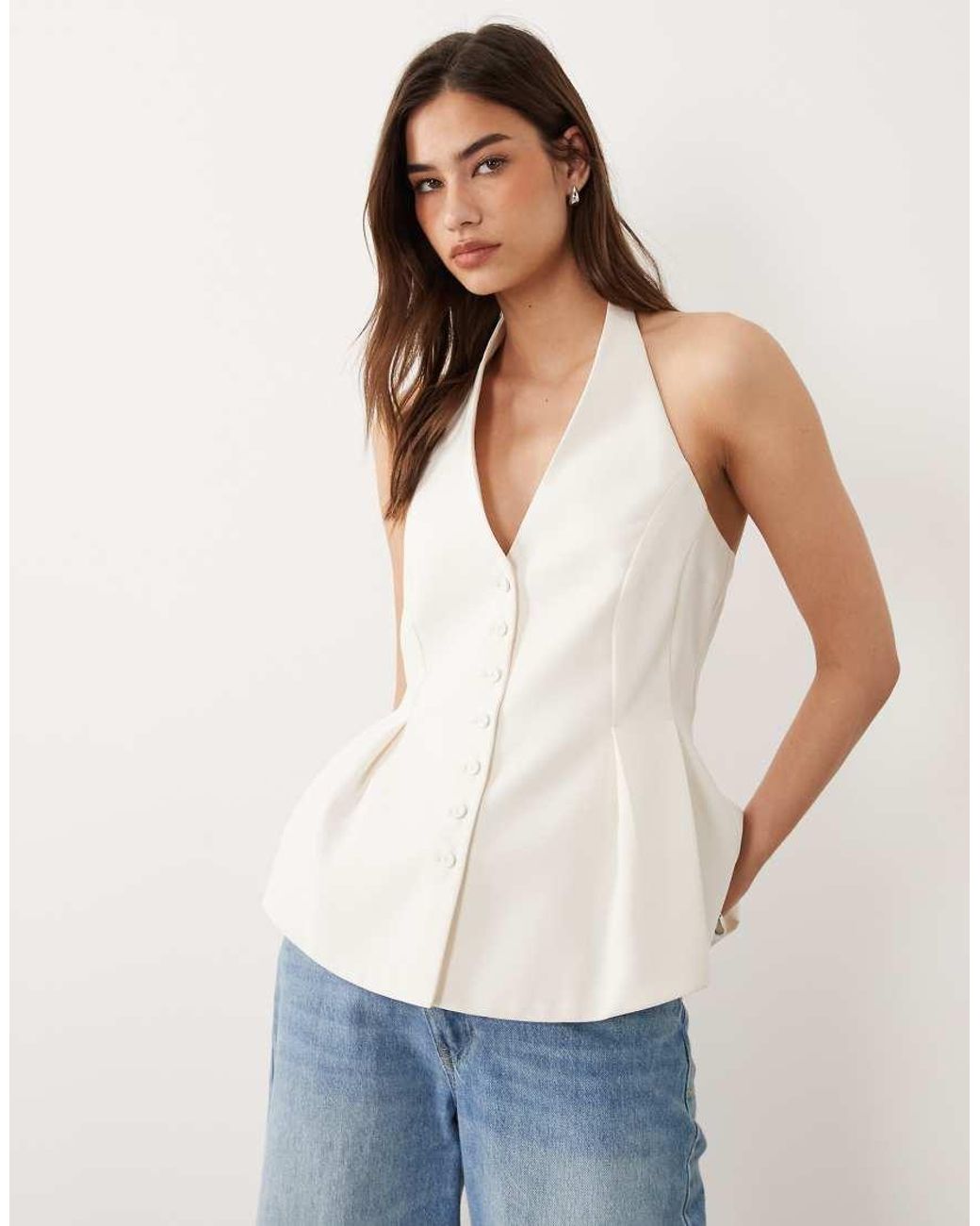 Mango Blue Iguana Tailored Halterneck Top