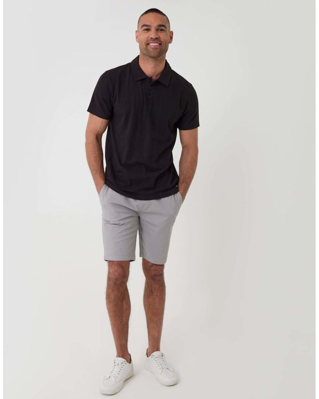 Threadbare Black Textured Cotton Polo Shirt for men