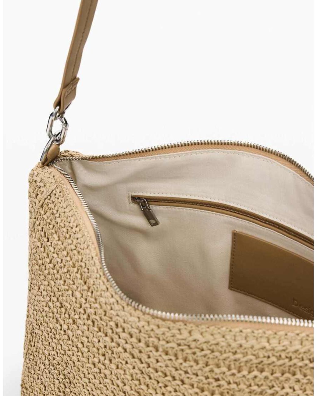 Desigual Natural Large Raffia Charms Bag