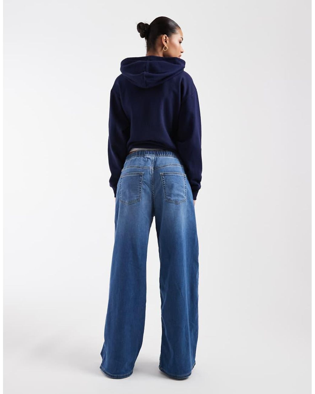 Gap Blue Tie Waist Drawstring Wide Leg Jeans