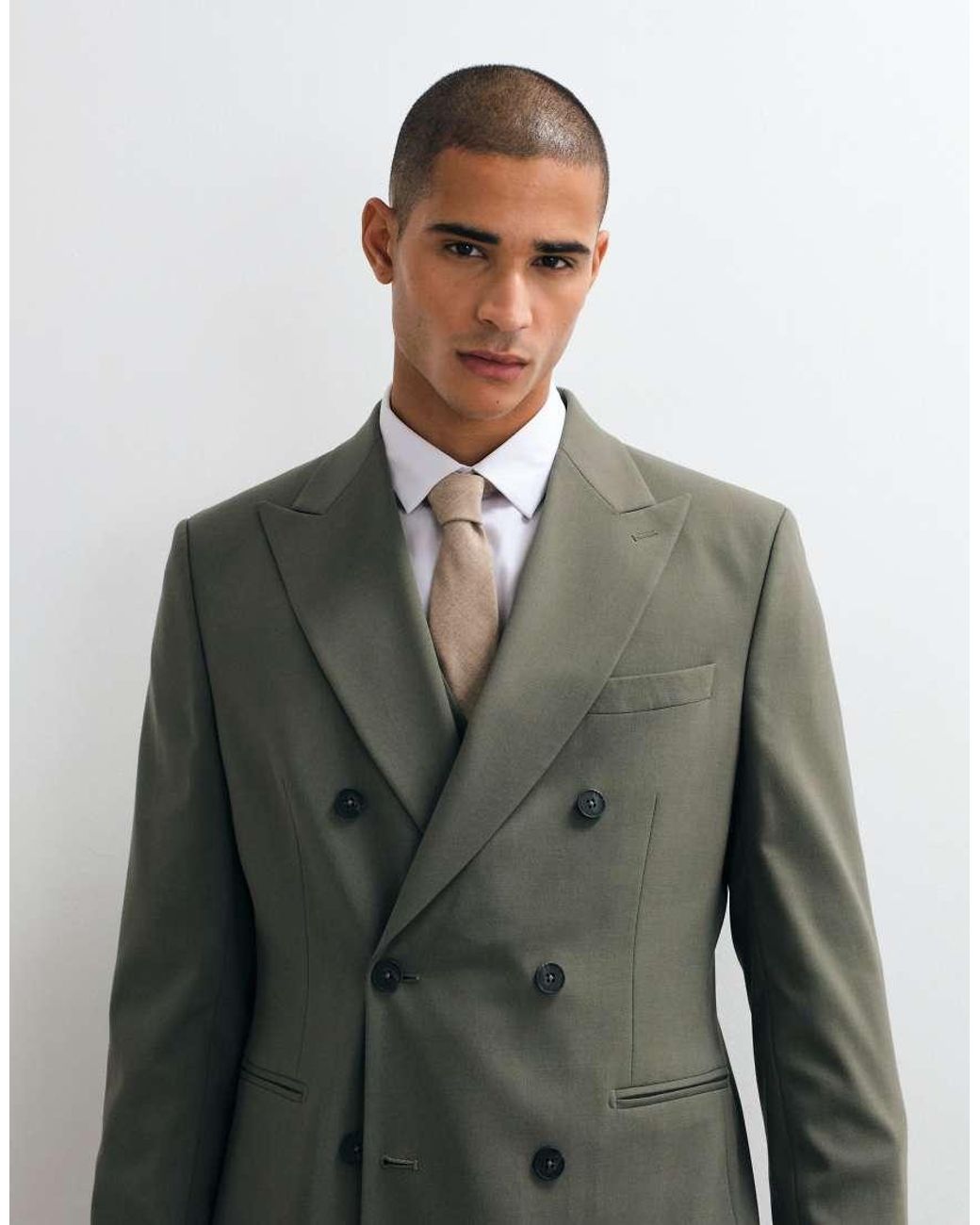 ASOS Green Regular Double Breasted Suit Blazer for men