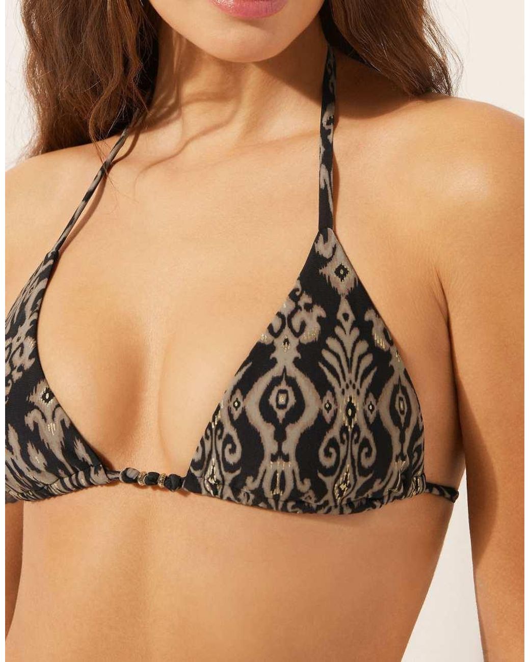 Calzedonia Brown Triangle Bikini Top Golden