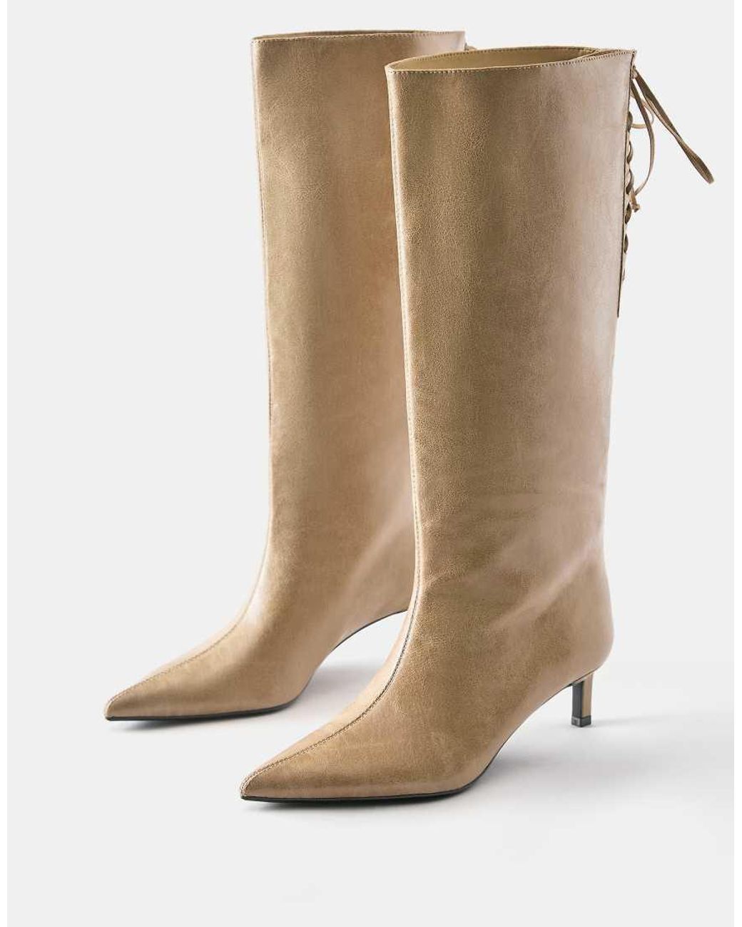 Pull&Bear Brown Lace-up High-heel Boots