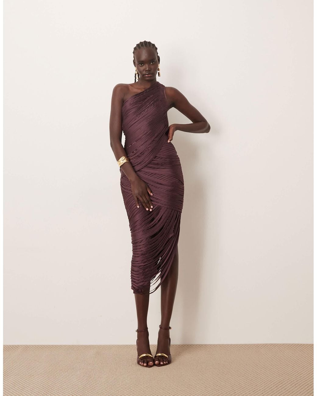 green emerald velvet dress Soft Pink Asymmetric Neckline Midi Gardenia Dress