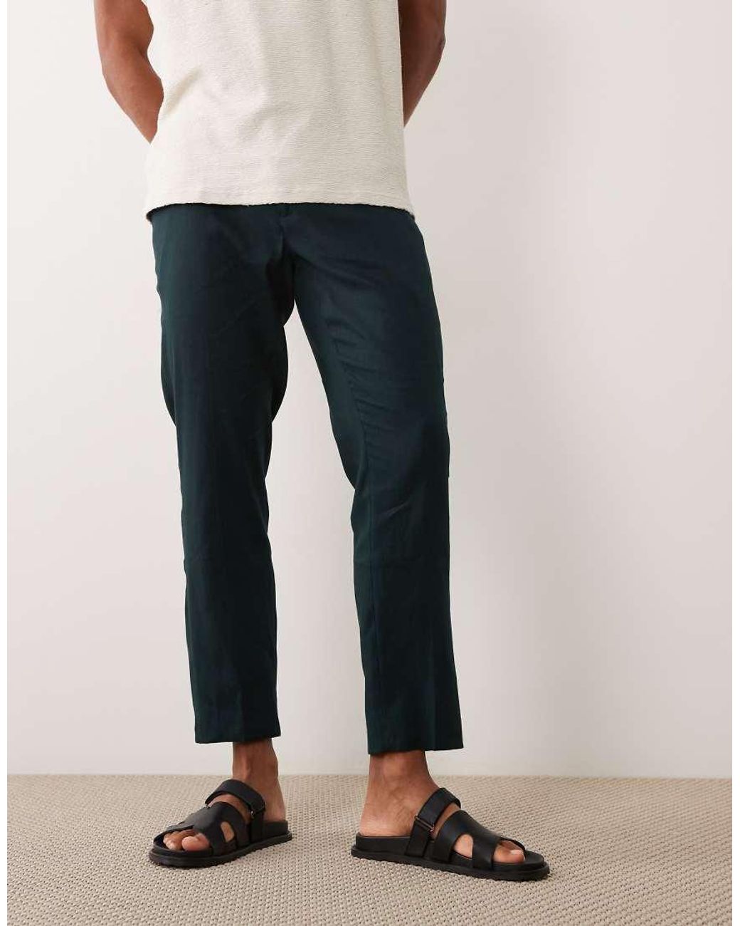 Mango Natural Linen Mix Straight Leg Trouser With Adjustable Waist for men