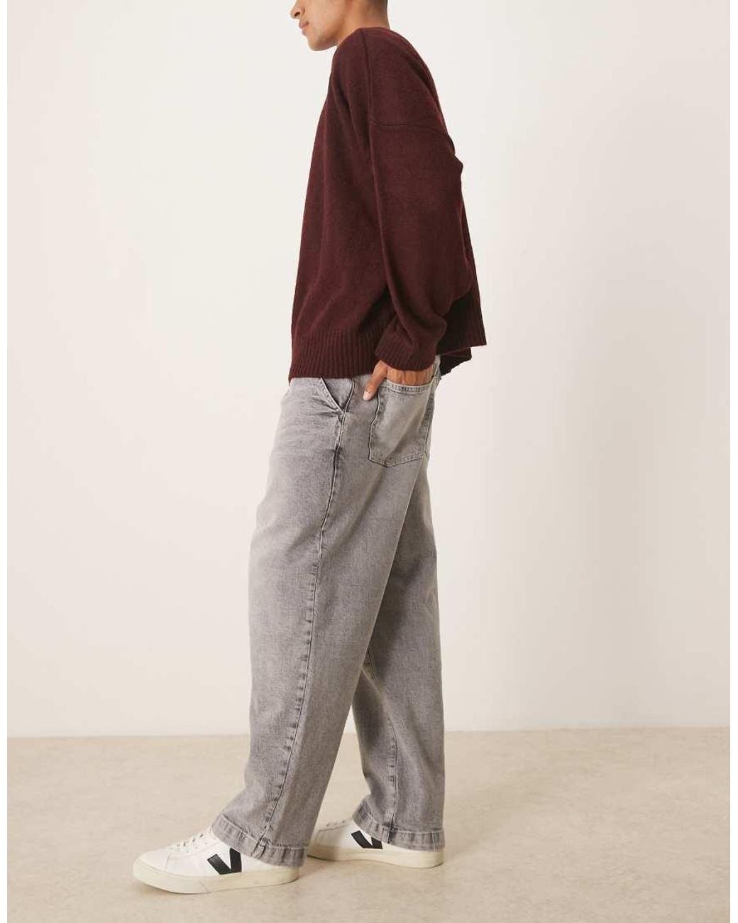 ASOS Multicolor Relaxed Tapered Pleated Jeans for men