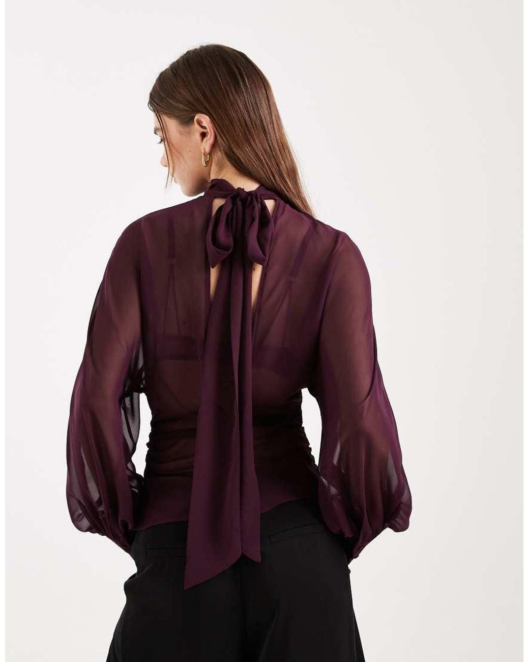 ASOS Purple Batwing High Neck Blouse