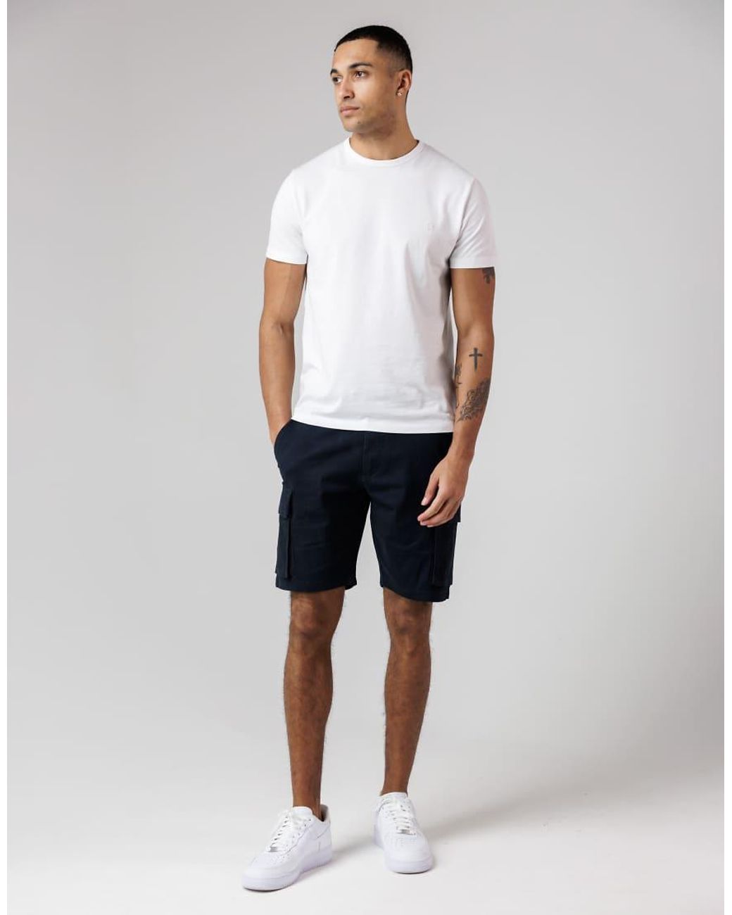 French Connection Blue 2 Pack Cotton Cargo Shorts for men