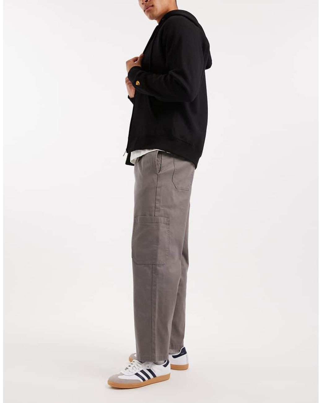 ASOS Black Relaxed Tapered Cargo Trousers for men