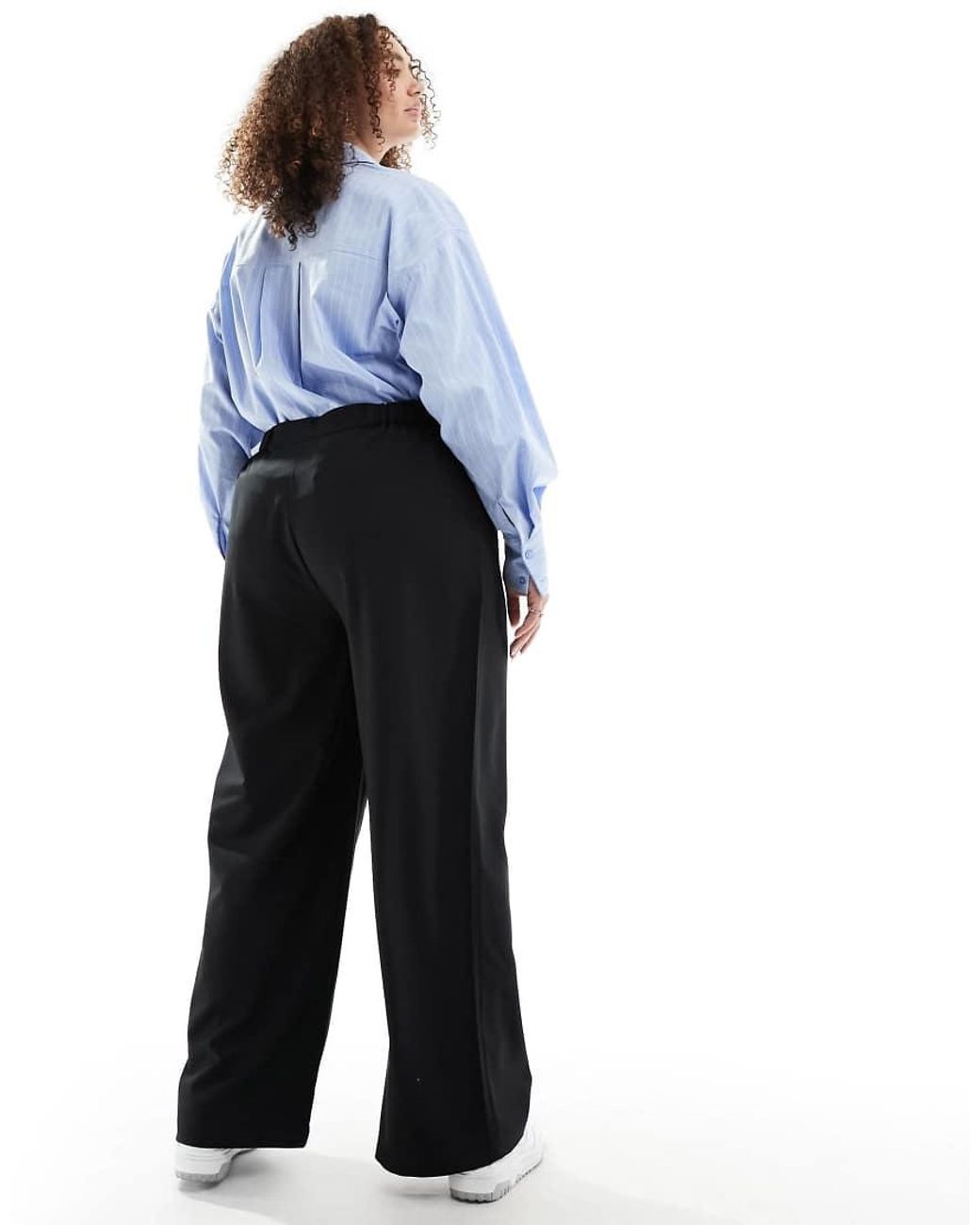 ASOS Blue Curve Tailored Relaxed Wide Leg Trousers