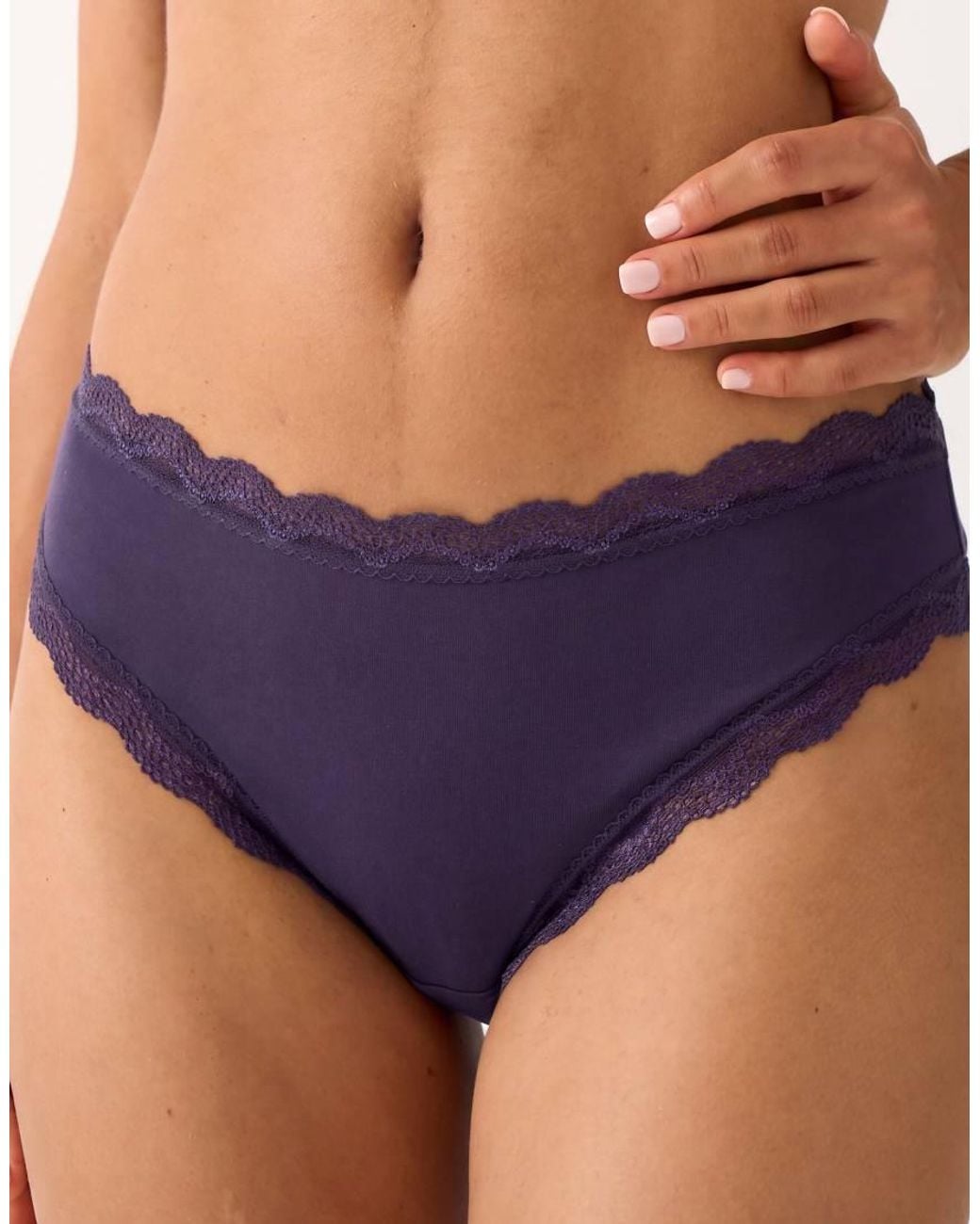 Stripe & Stare Blue Mid Rise High Leg Knicker Four Pack
