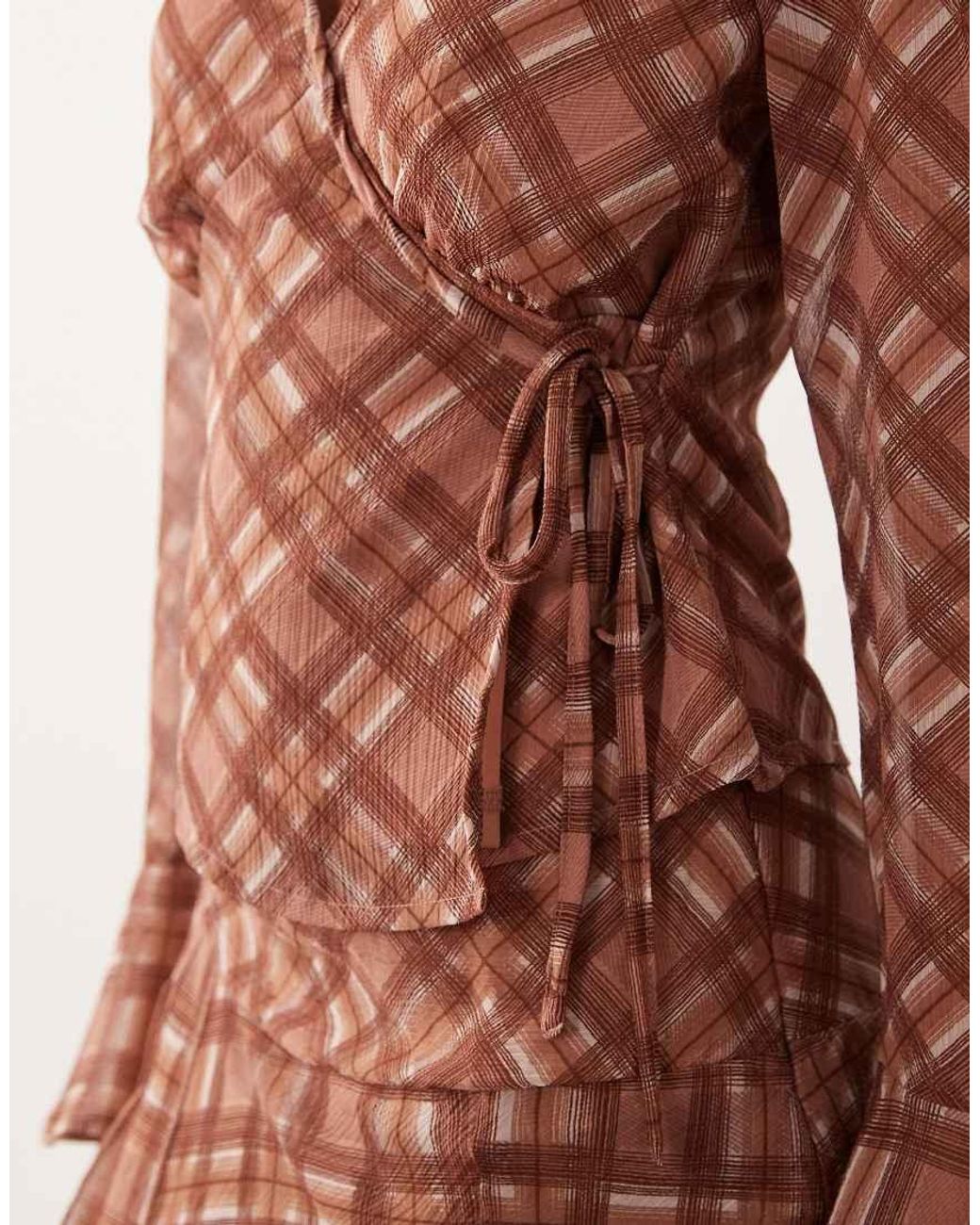 Wednesday's Girl Brown Angel Sleeve Floaty Blouse Co-Ord