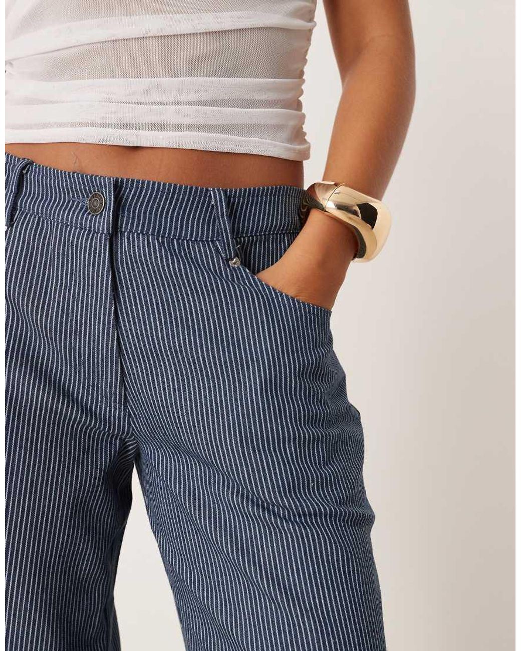 Motel Blue Roomy Extra Wide Leg Trousers