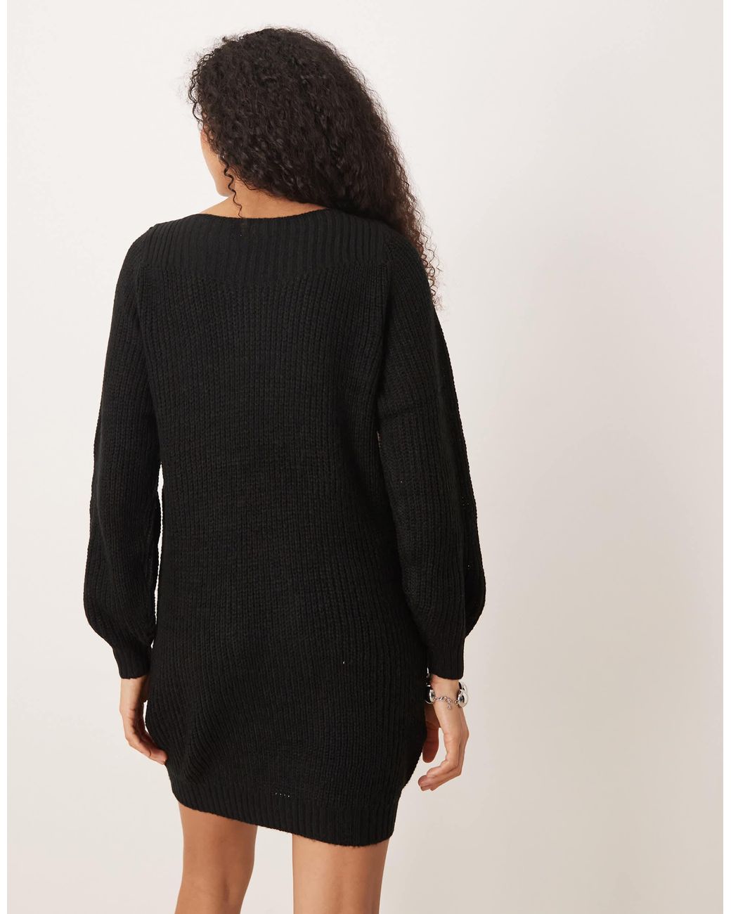 Jdy Black – gestricktes mini-pulloverkleid