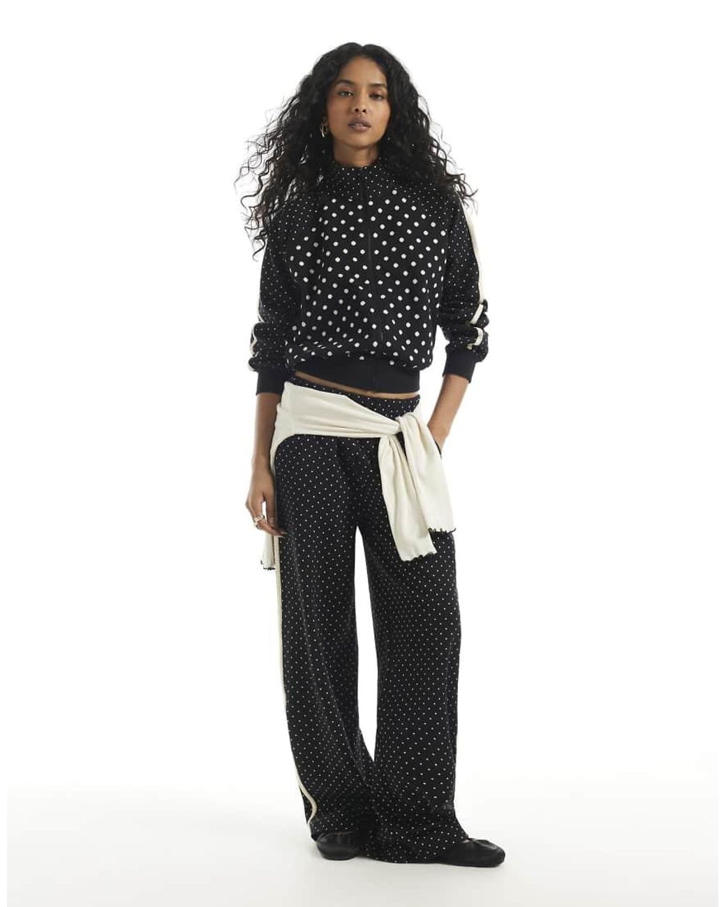 River Island Black Polka Dot Jacquard Track Jacket
