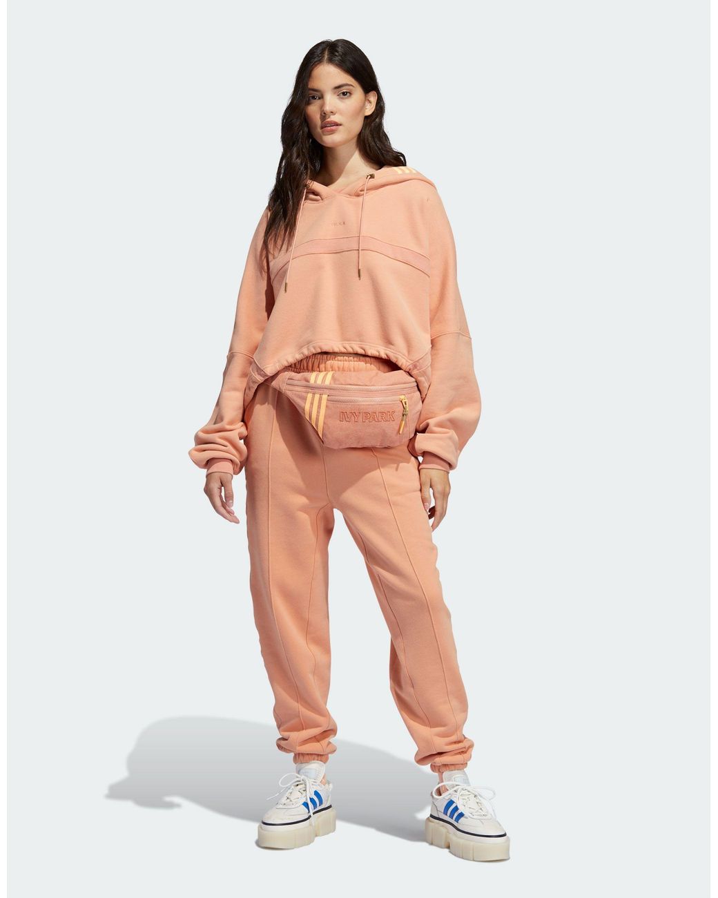 Ivy Park Adidas Originals X Cropped Hoodie in Pink | Lyst