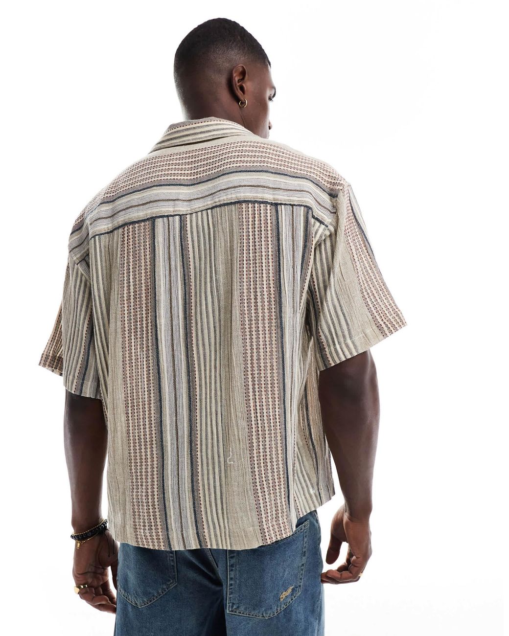 Pull&Bear – strukturiertes retro-hemd in Gray für Herren