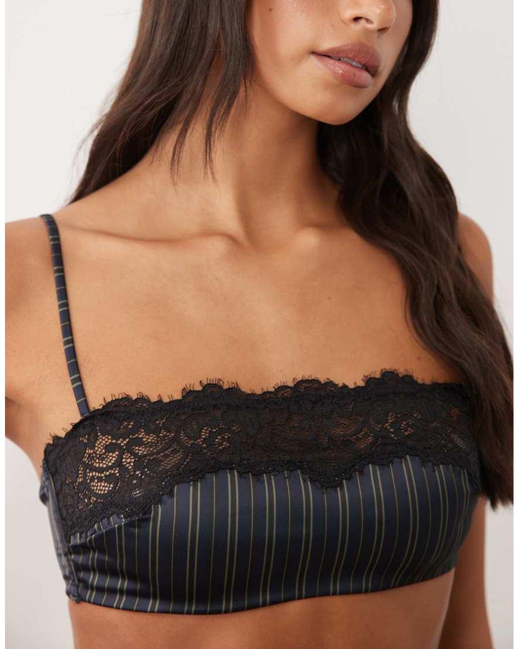 ASOS Black Madeline Bandeau With Removable Pads & Lace Trim
