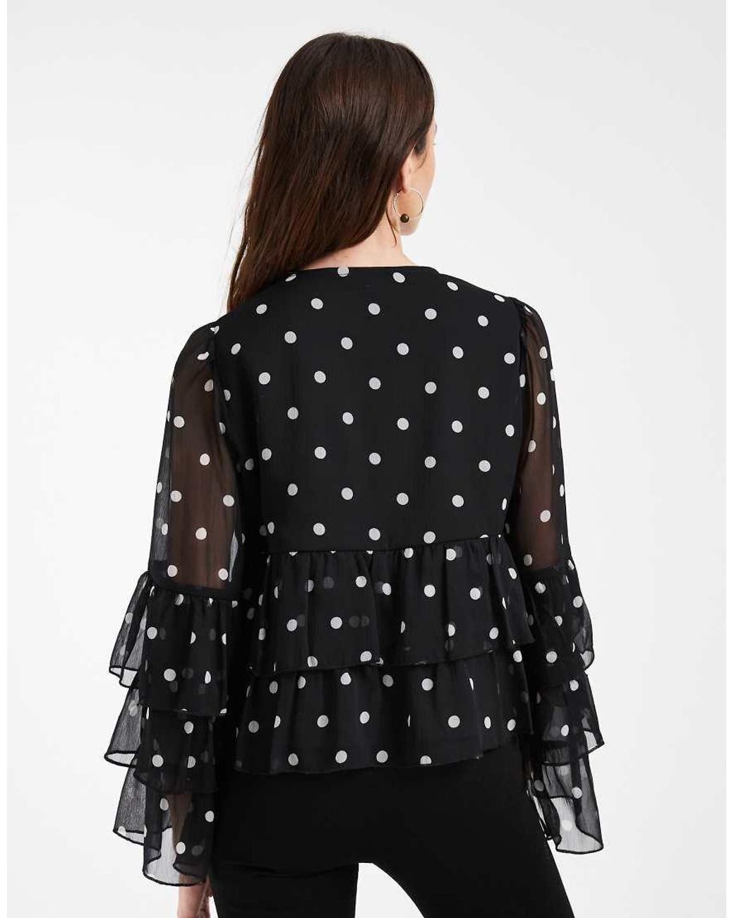 ONLY Black Sheer Blouse With Ruffles Details