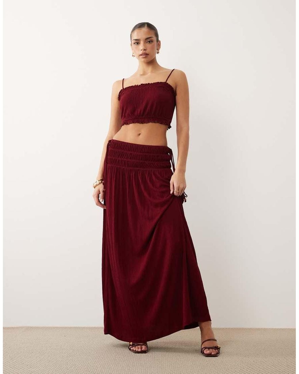 ASOS Brown Tie Shoulders Crinkle Cami Top