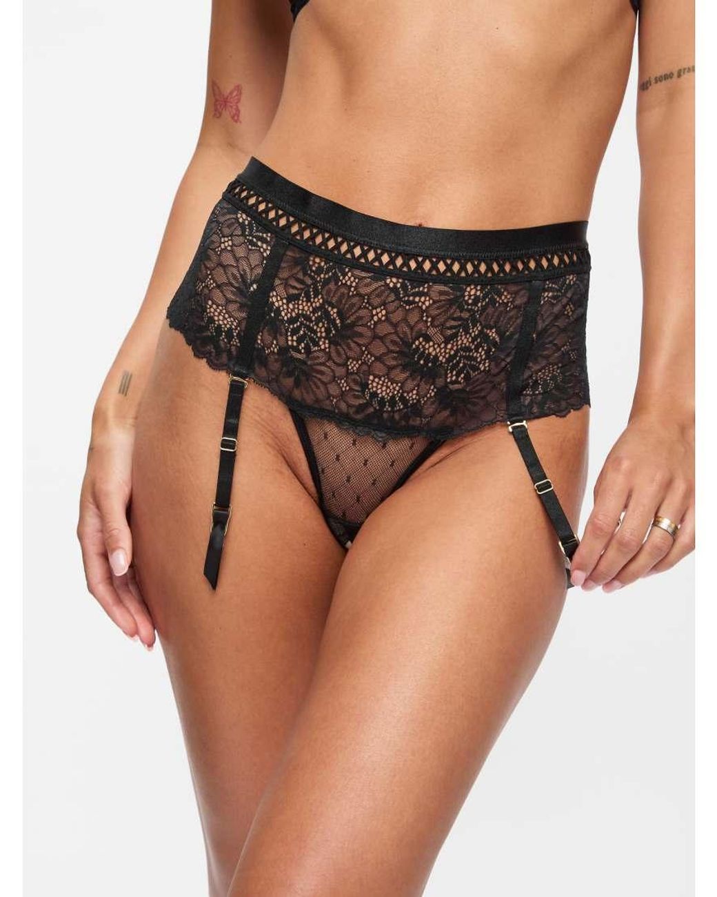Ann Summers Black Entice Me Crotchless Set