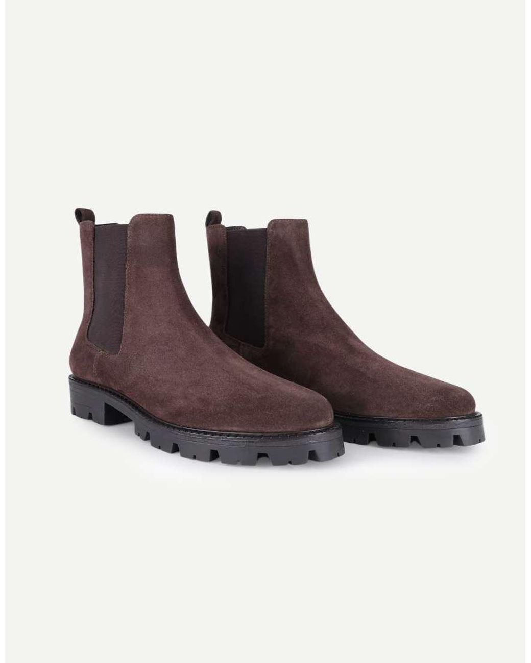 OFF THE HOOK Brown Nova Suede Chunky Sole Chelsea Boots