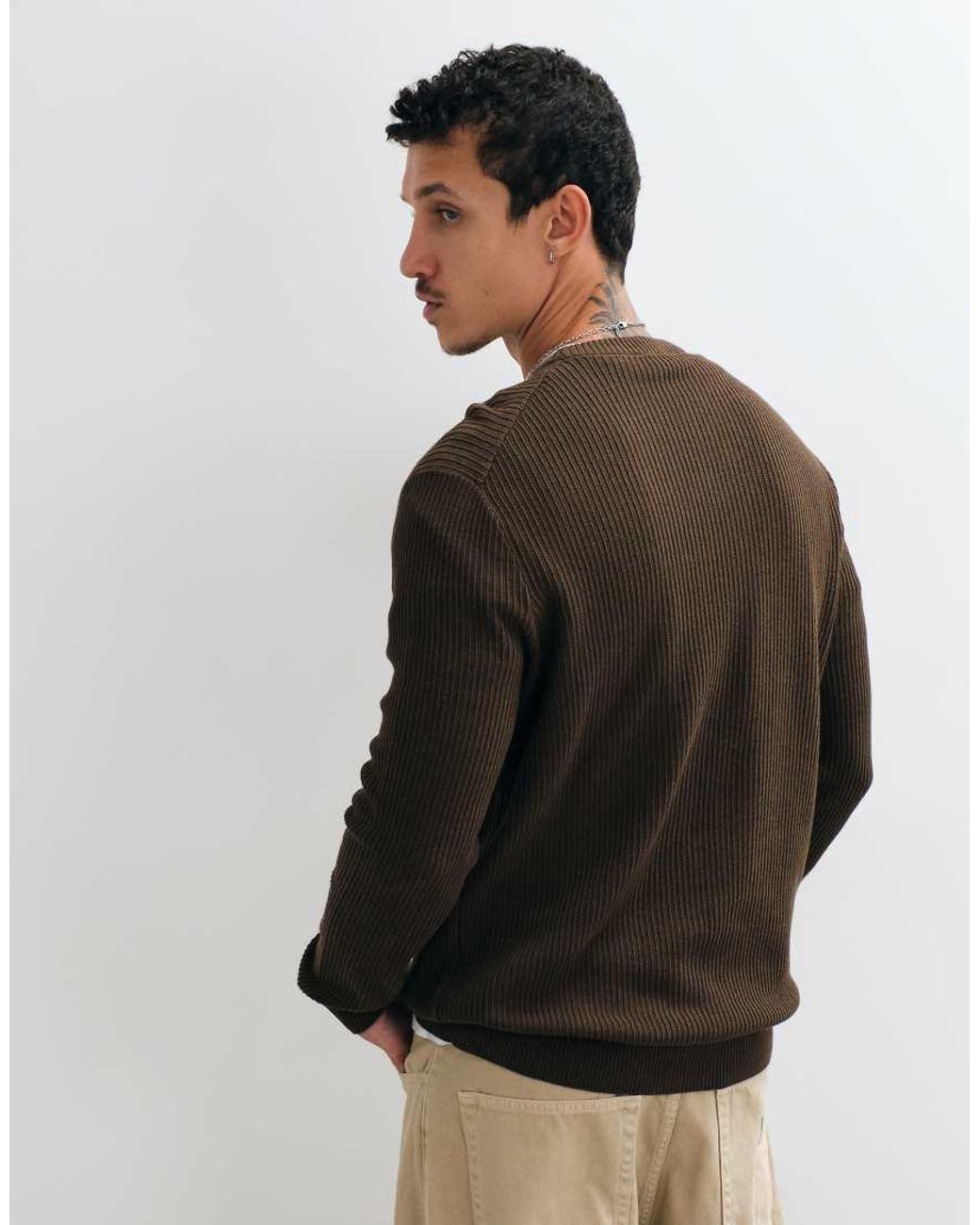 Only & Sons Black Relaxed Fit Crew Neck Knit Sweater for men