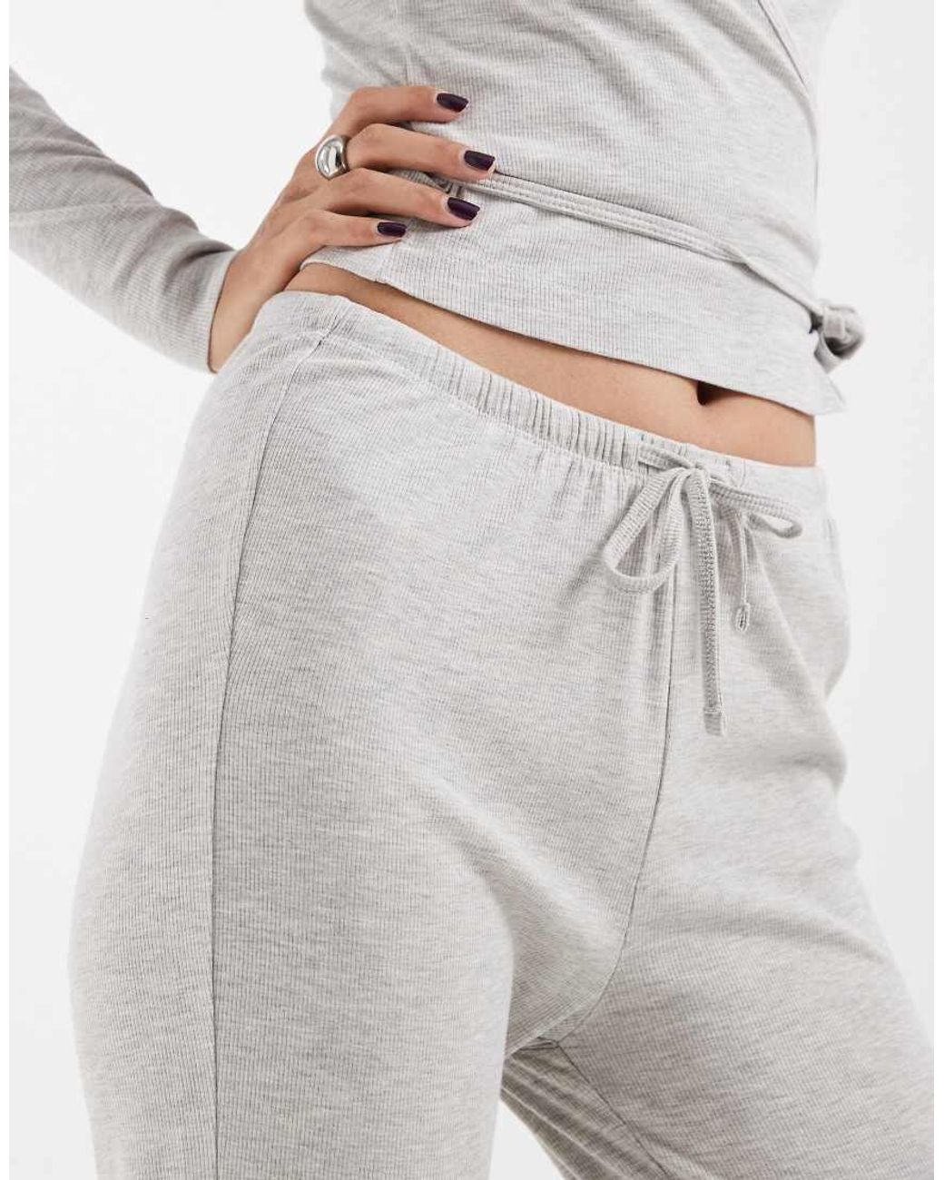 JJXX White Co-ord Rib Wide Fit jogger