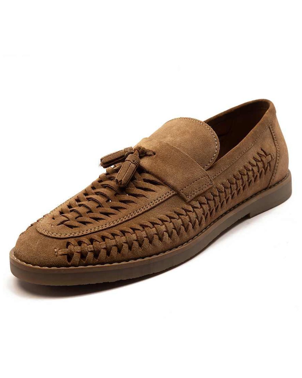 OFF THE HOOK Brown 'Tiger' Loafer Tassel Casual Slip-On Leather Shoes for men