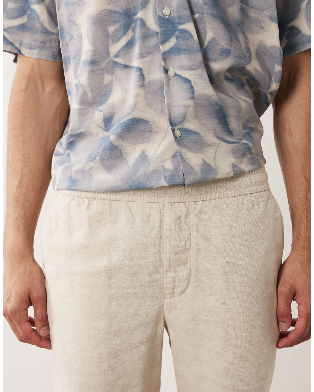 SELECTED Natural Linen Blend Shorts for men
