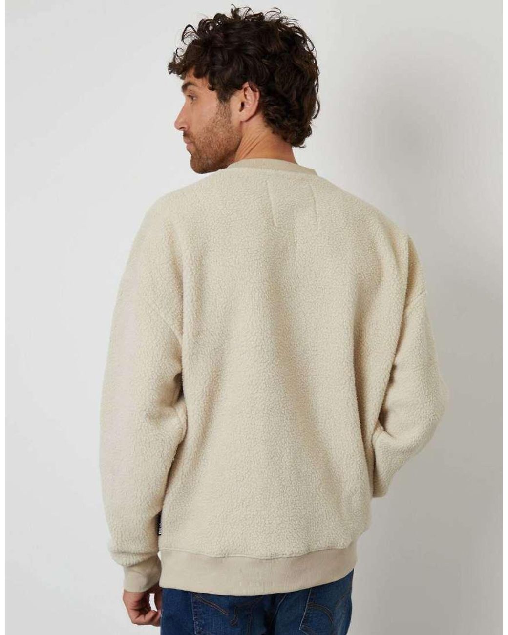 Threadbare Gray Crew Neck Borg Sweatshirt for men