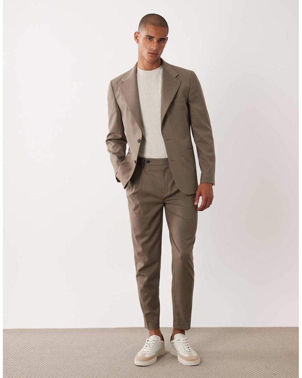 ASOS Brown 100% Summer Wool Slim Suit Jacket for men