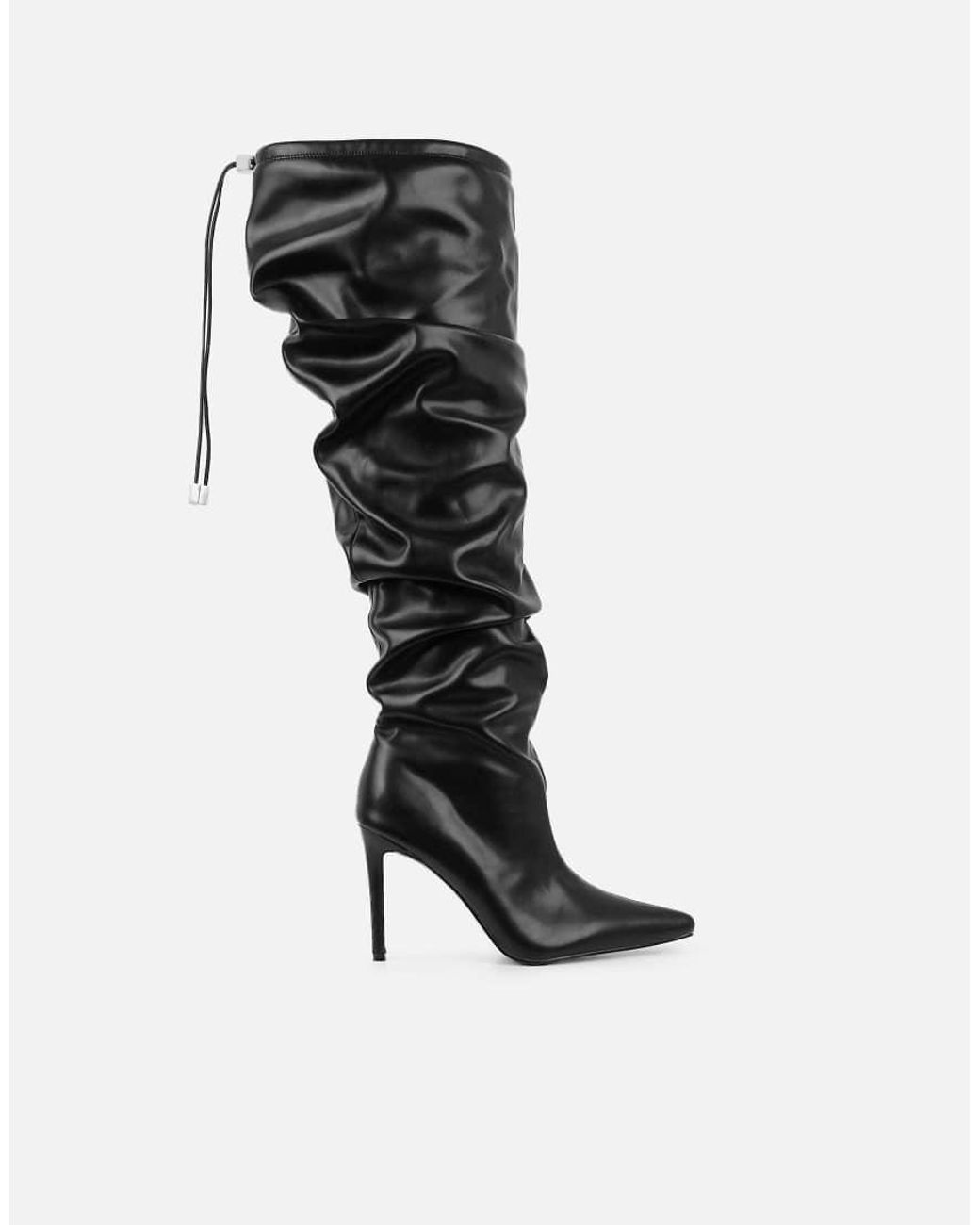SIMMI Black Serenity Ruched High Boots