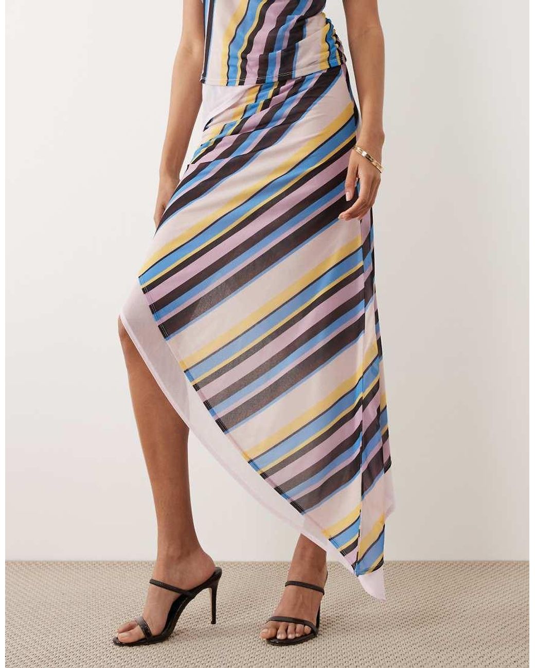 ASOS Pink Stretch Chiffon Asymmetric Maxi Skirt