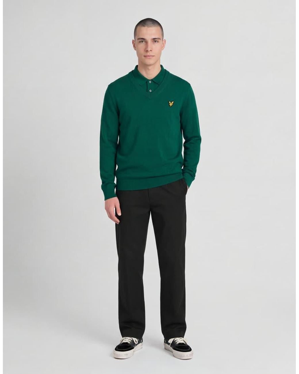 Lyle & Scott Green Mid Knits Knitted V-Neck Jumper for men