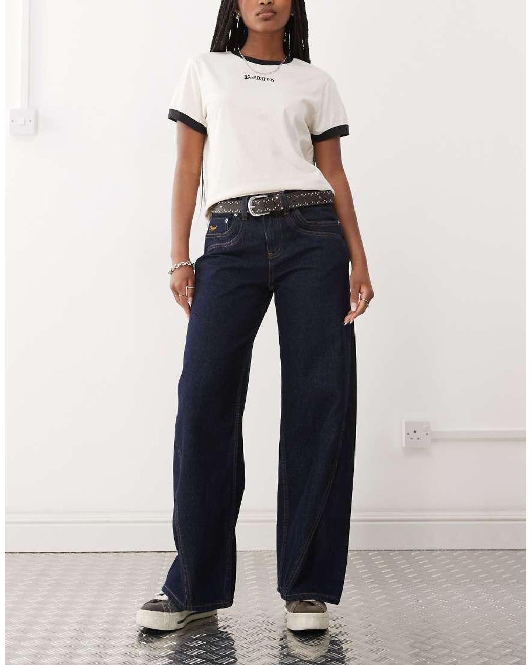 The Ragged Priest Blue Low Rise baggy Fit Jeans