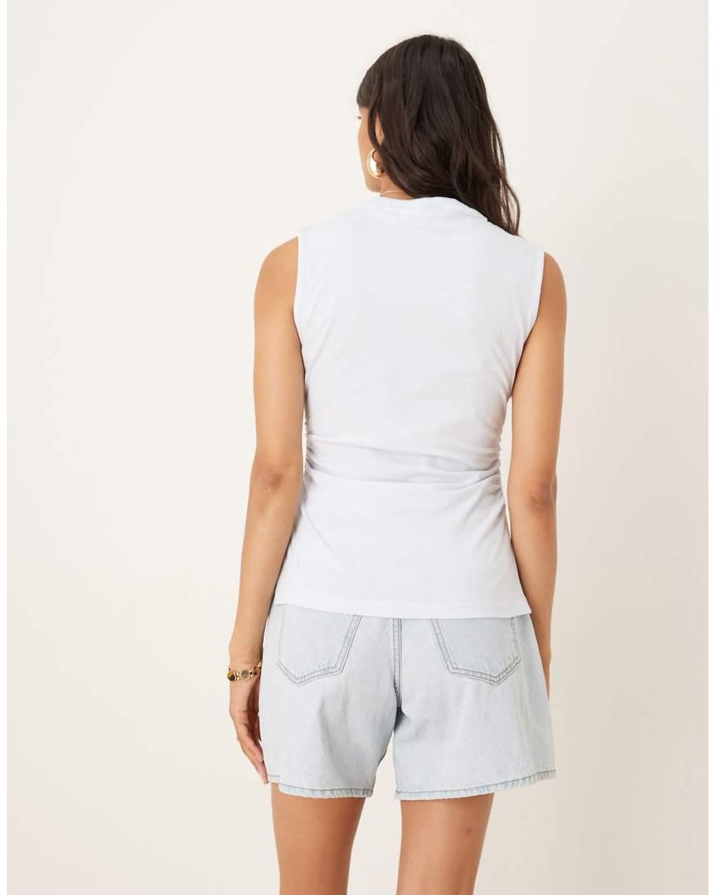ASOS White Cinched Tank Top With Asymmetric Hem