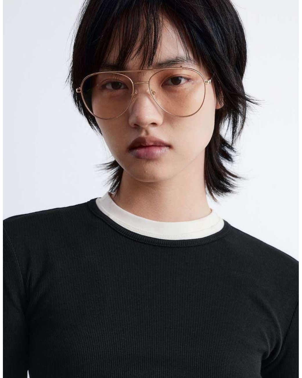 & Other Stories Blue Soft Jersey Rib Long Sleeve Top