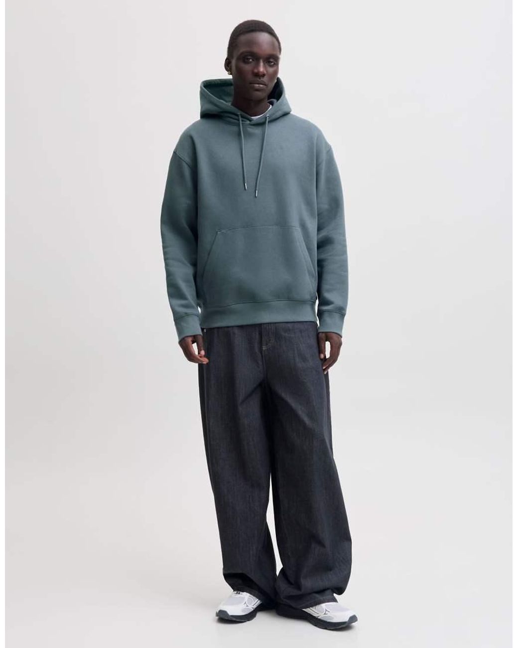 Jack & Jones Blue Ace Relaxed Fit Hoodie Long Sleeve for men