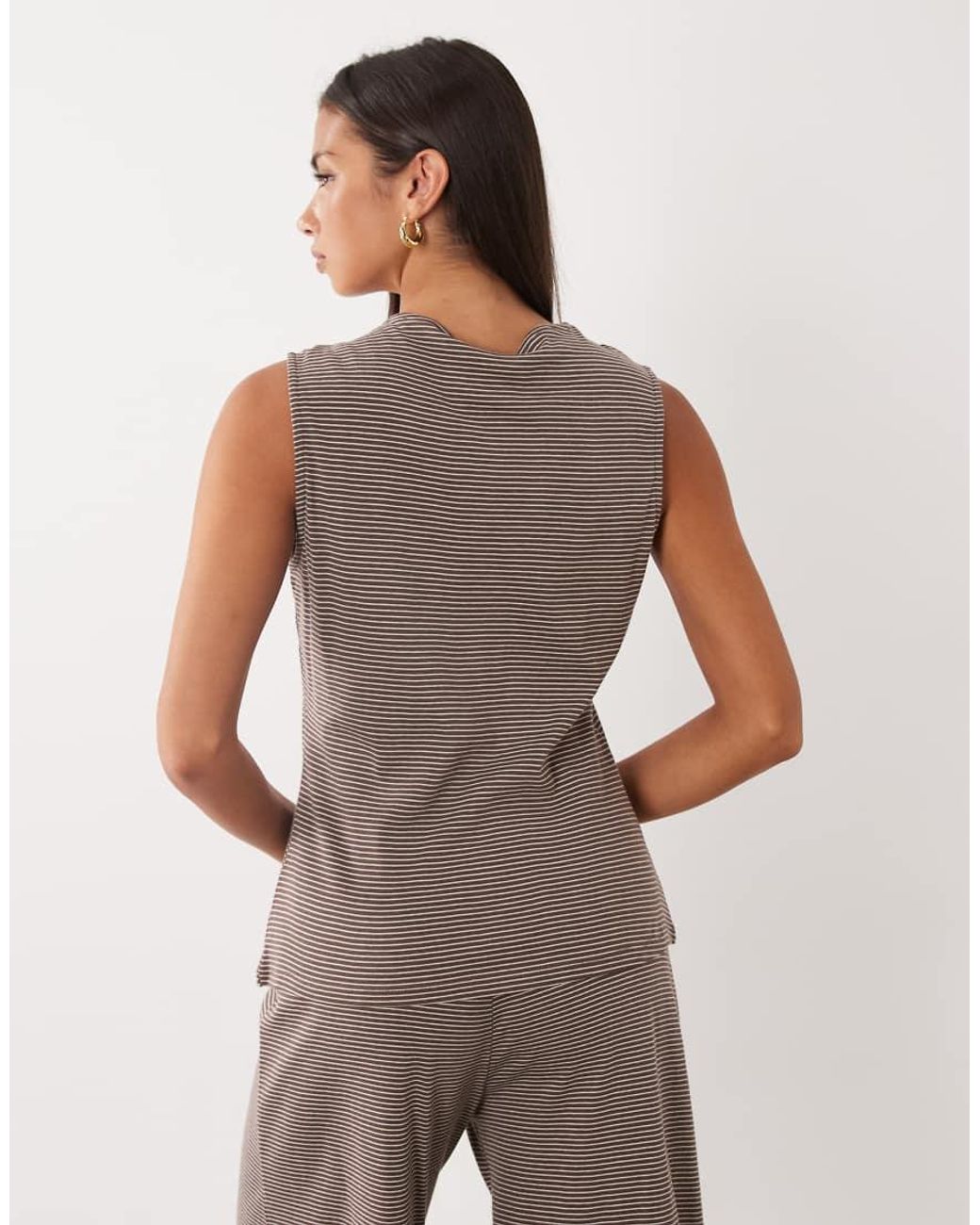 ASOS Brown Button Through Crew Neck Waistcoat Co-ord