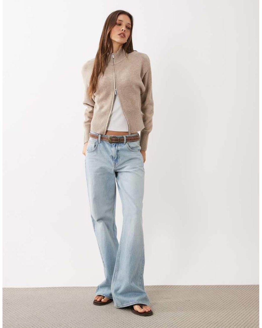 Cotton On Natural Lotus Cinched Zip Knit