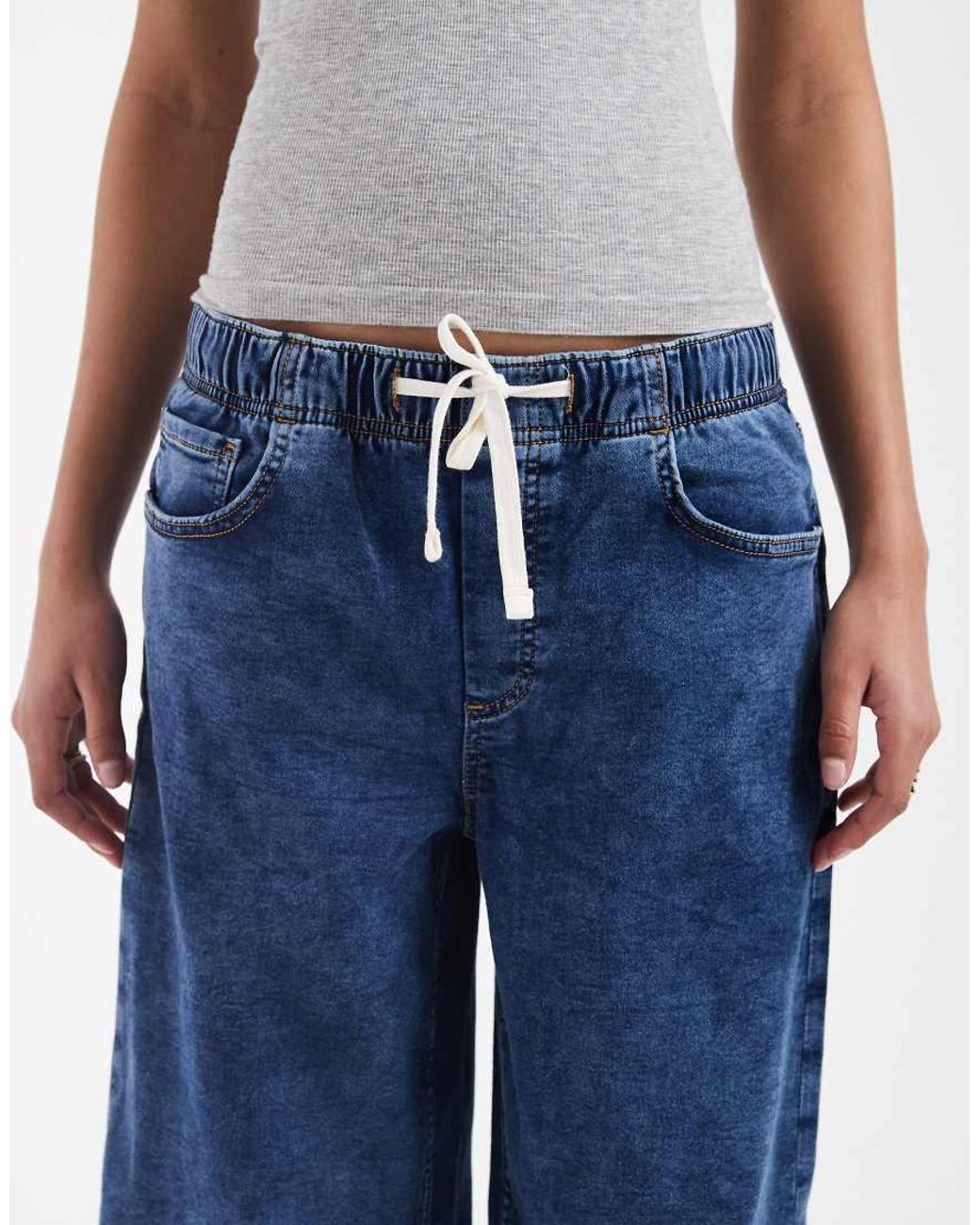 Gap Blue Tie Waist Drawstring Wide Leg Jeans