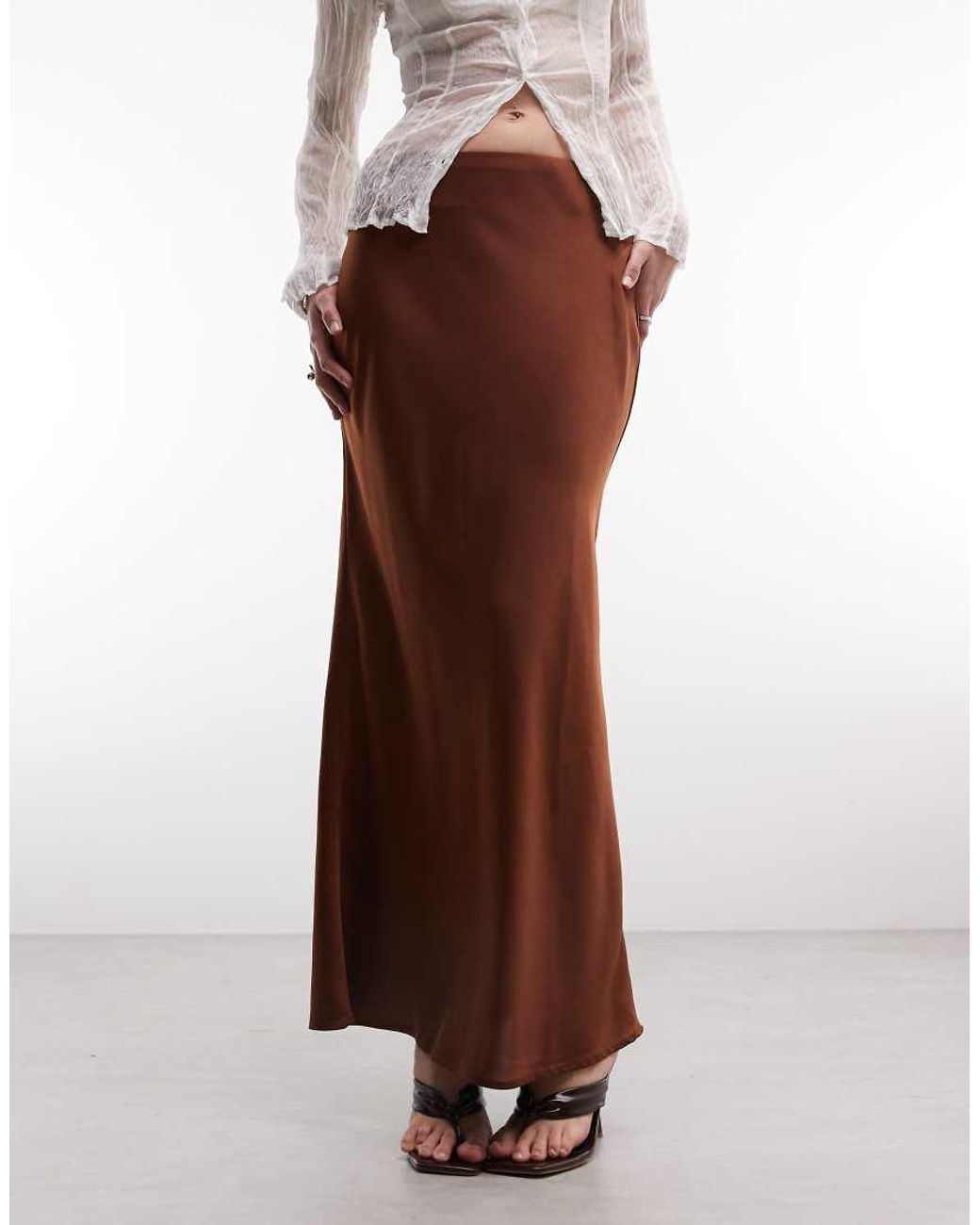 ASOS White Satin Maxi Skirt