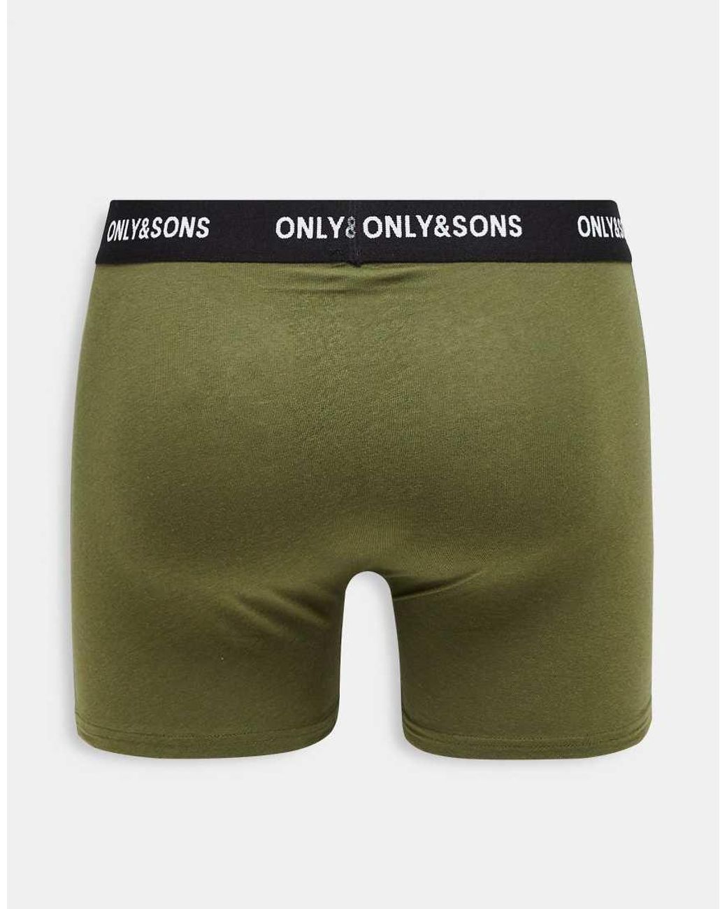 Pack De 3 Calzoncillos De Varios Colores Con Cinturillas Negras De -Verde Only & Sons de hombre de color Green